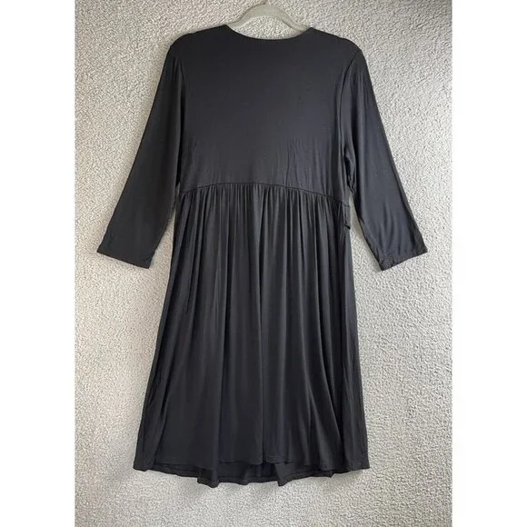 New Pink Blush Maternity Dress Womens Size Large Black Front Knot Long Sleeve - Picture 5 of 15